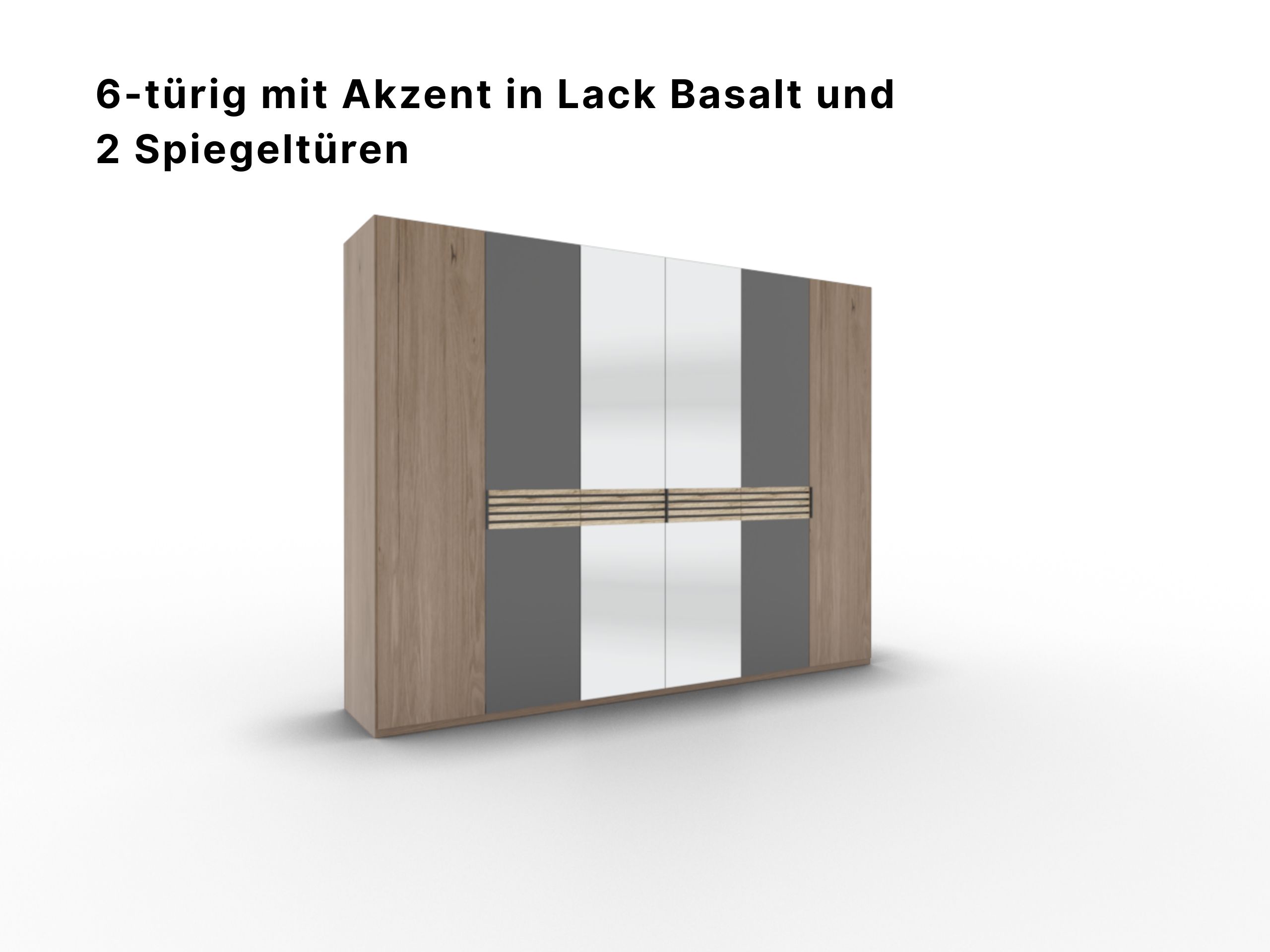 Disselkamp Cabrillo Schrankftont 1 6-tuerer Lack Basalt und Spiegel