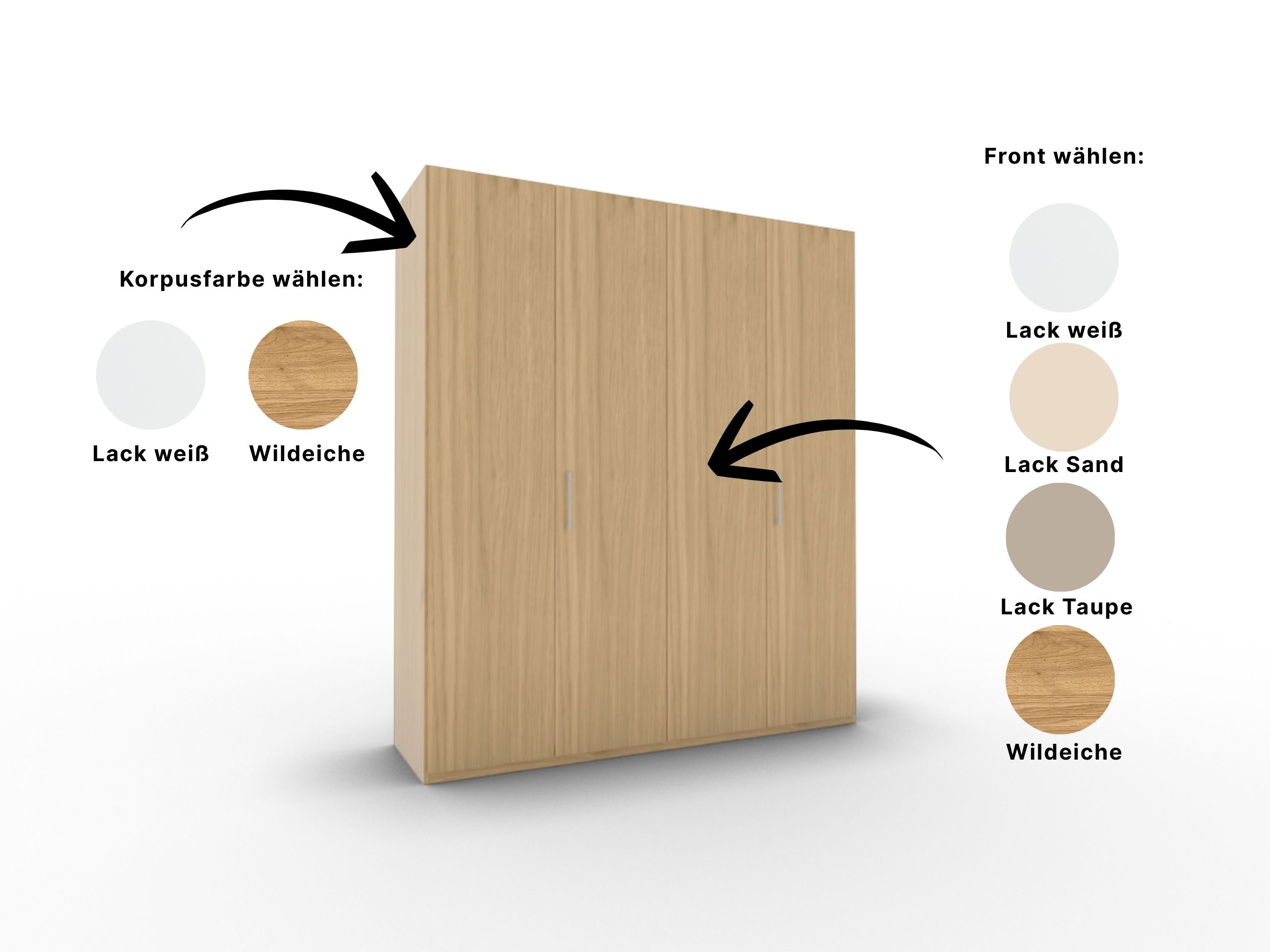 Disselkamp Comfort V Kleiderschrank Schrankfront 2 PG2_Wildeiche Korpus und Front waehlbar_4T