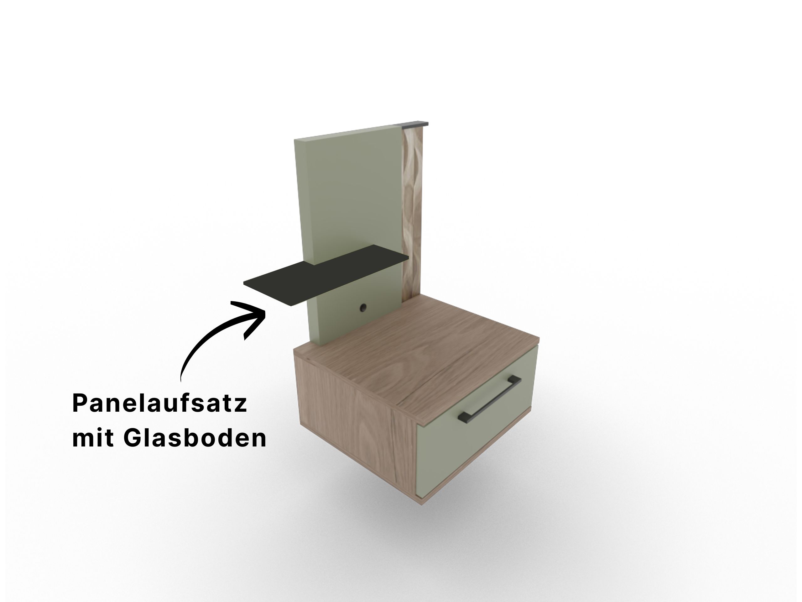 Disselkamp Callao Hängekonsole 1 Schubkasten mit Panelaufsatz und Glasboden in anthrazit