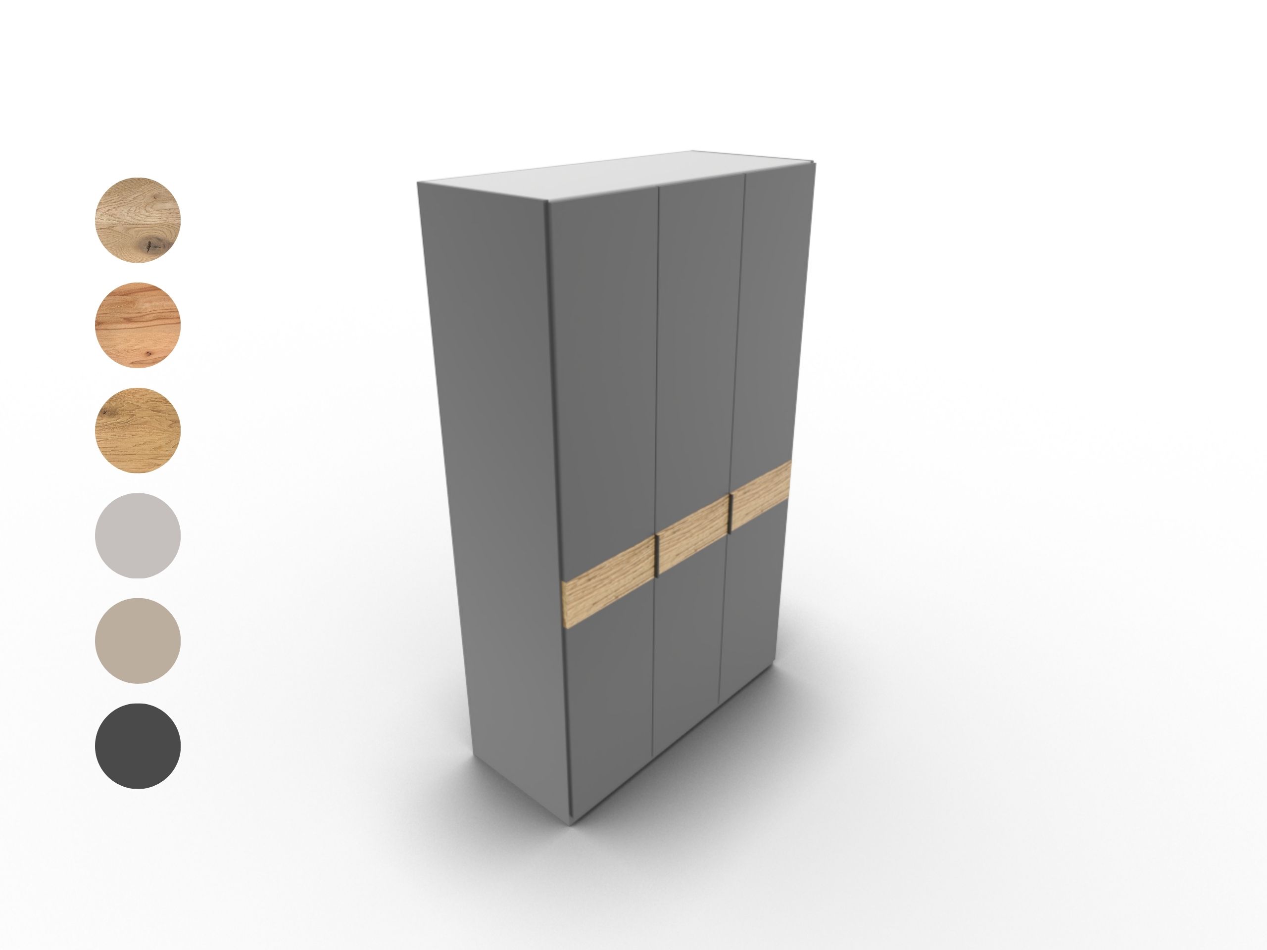 Disselkamp CD Studioline Kleiderschrank BB 3-türig Korpus Basalt Bauchbinde Wildeiche