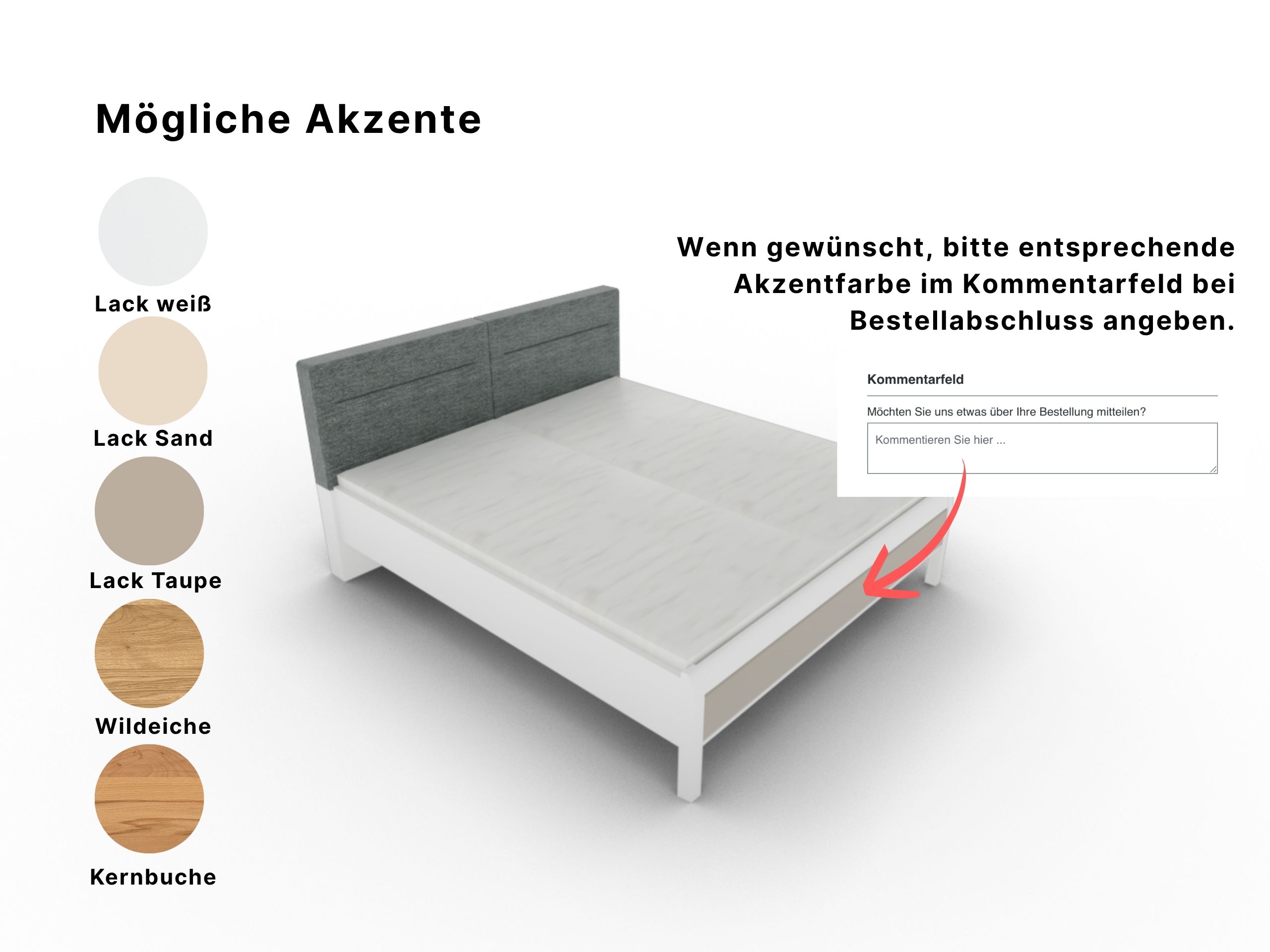 Disselkamp Doppelbett KT Polster Linero_Lack Weiss_Akzente