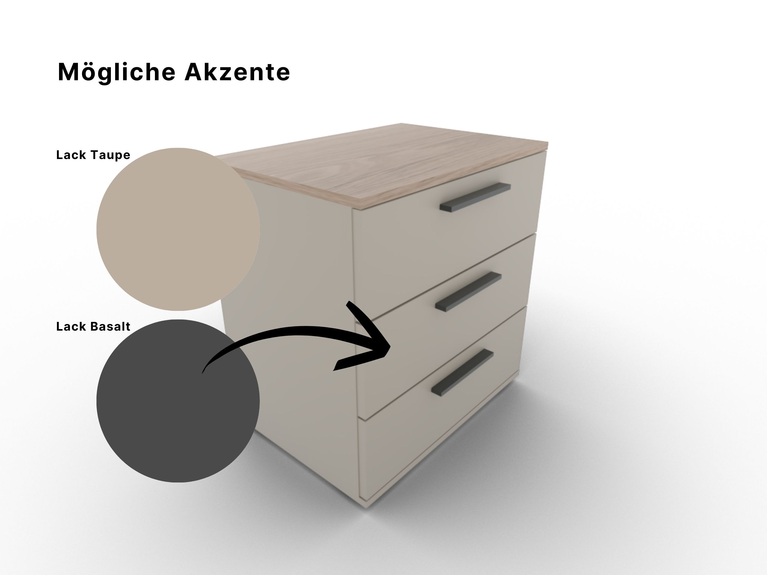 Disselkamp Cuneo Konsole 3 Schubkaesten_Ausfuehrung waehlen U-Linie