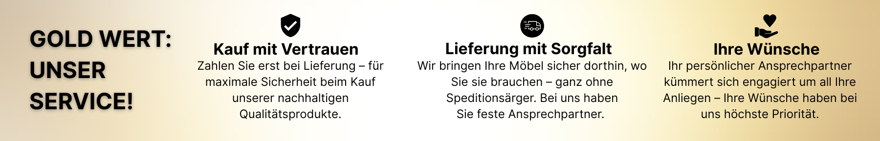 Unser Service ist Gold wert. Kauf mir Vertrauen. Lieferung mit Sorgfalt. Ihre Wünsche haben bei uns höchste Priorität.