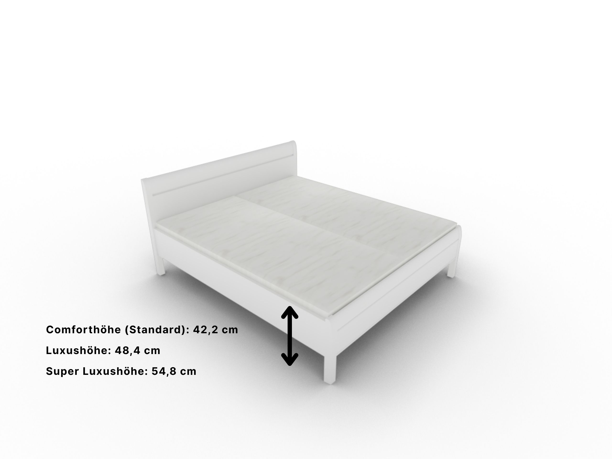 Disselkamp Doppelbett KT Stollen_Lack Weiss_Bettseitenhoehe