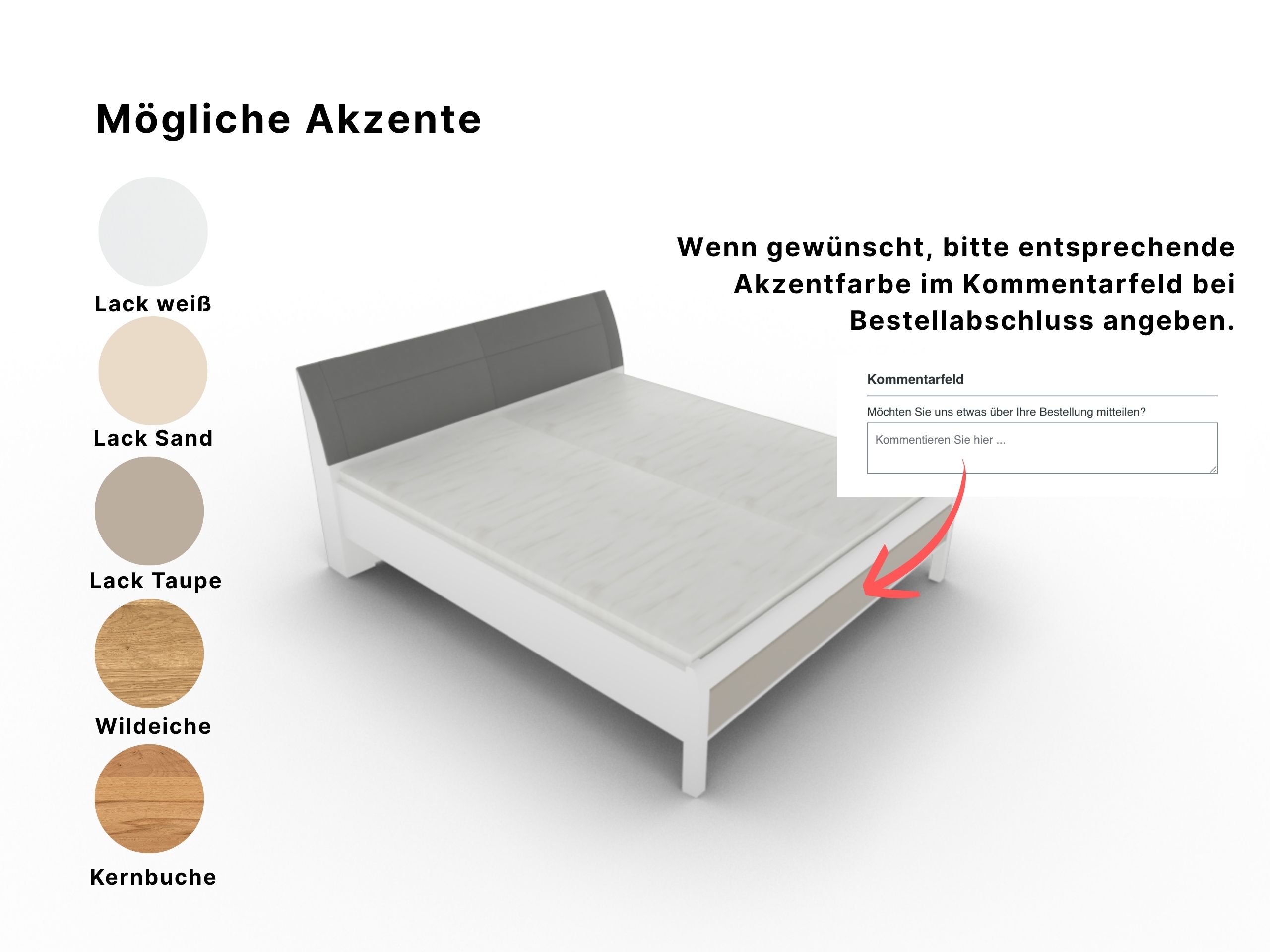 Disselkamp Doppelbett KT Polster Bogen_Lack Weiss_Akzente