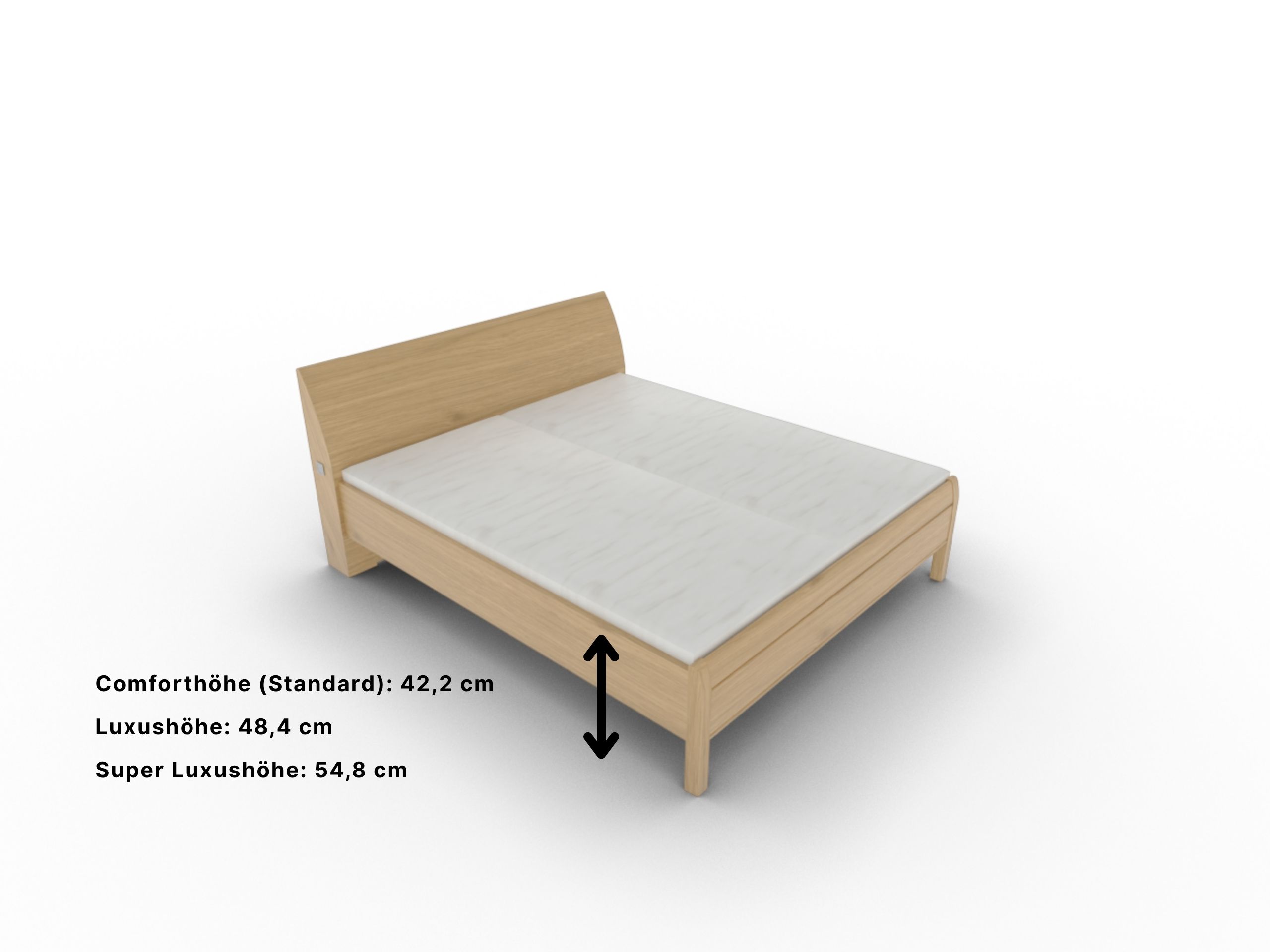 Disselkamp Doppelbett KT Bogen_Wildeiche_Bettseitenhoehe