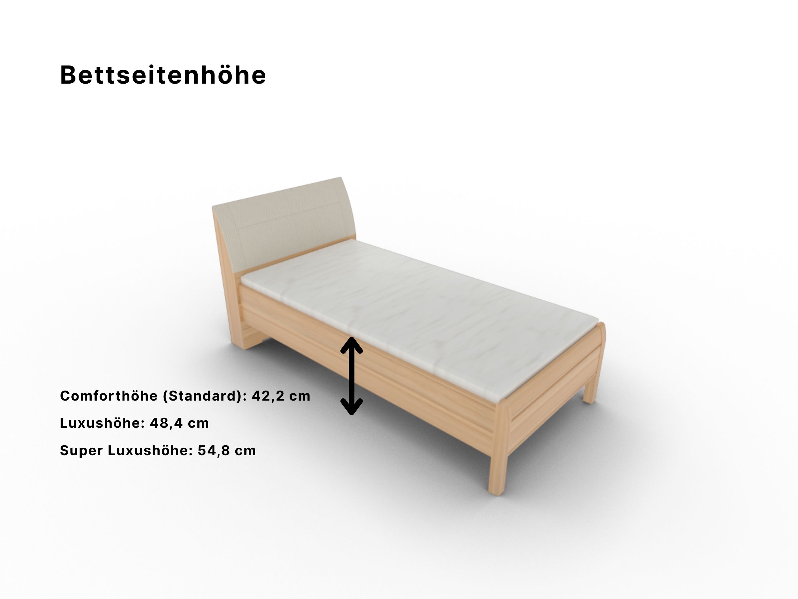 Disselkamp Comfort V Einzelbett KT Polster Bogen_Kernbuche_Bettseitenhohe