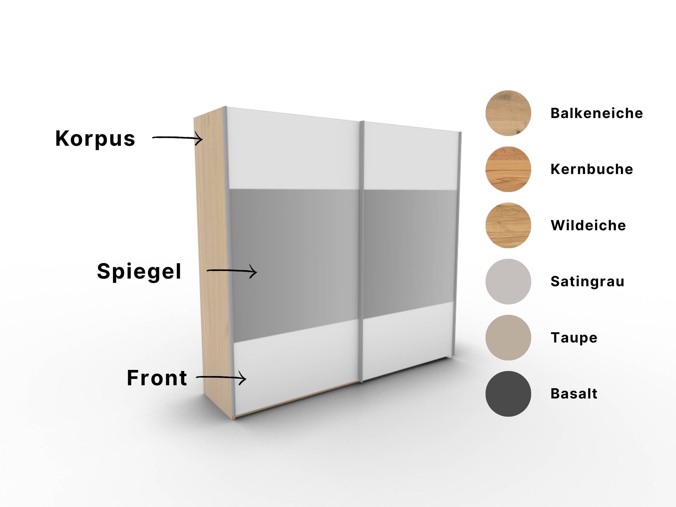 Disselkamp CD Studioline Schwebetuerenschrank Design 2 Front Lack weiss Korpus Wildeiche PG2