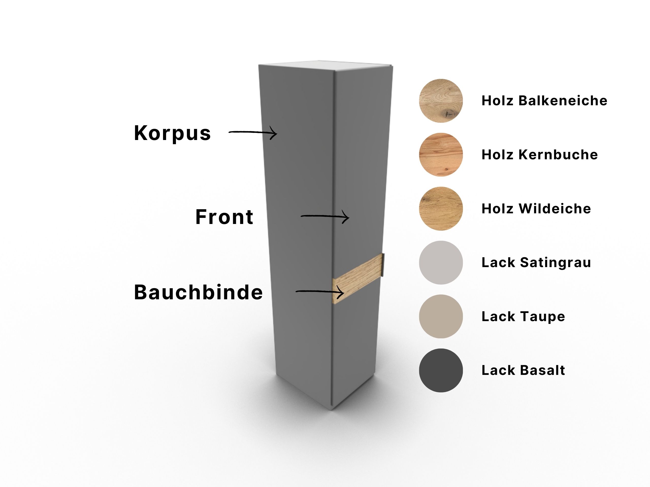 Disselkamp CD Studioline Kleiderschrank BB 1-türig Korpus Basalt Bauchbinde Wildeiche 2