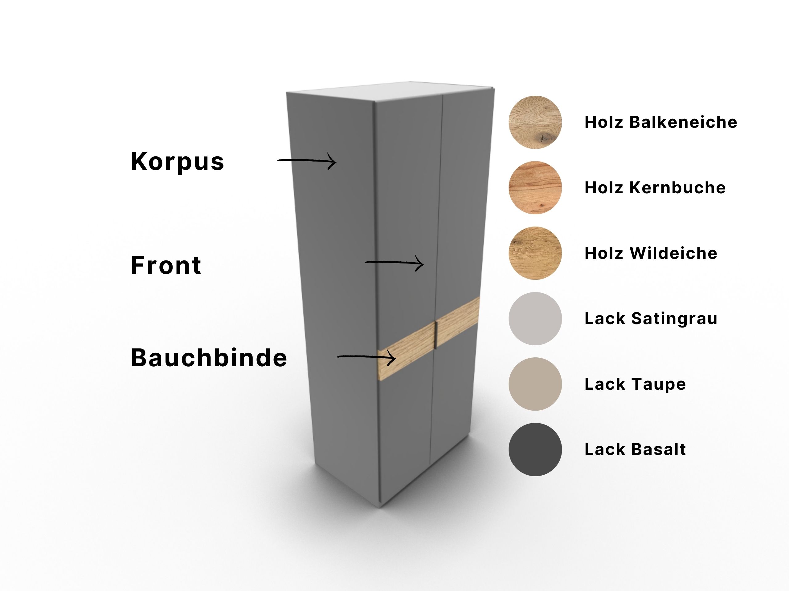 Disselkamp CD Studioline Kleiderschrank BB 2-türig Korpus Basalt Bauchbinde Wildeiche 2