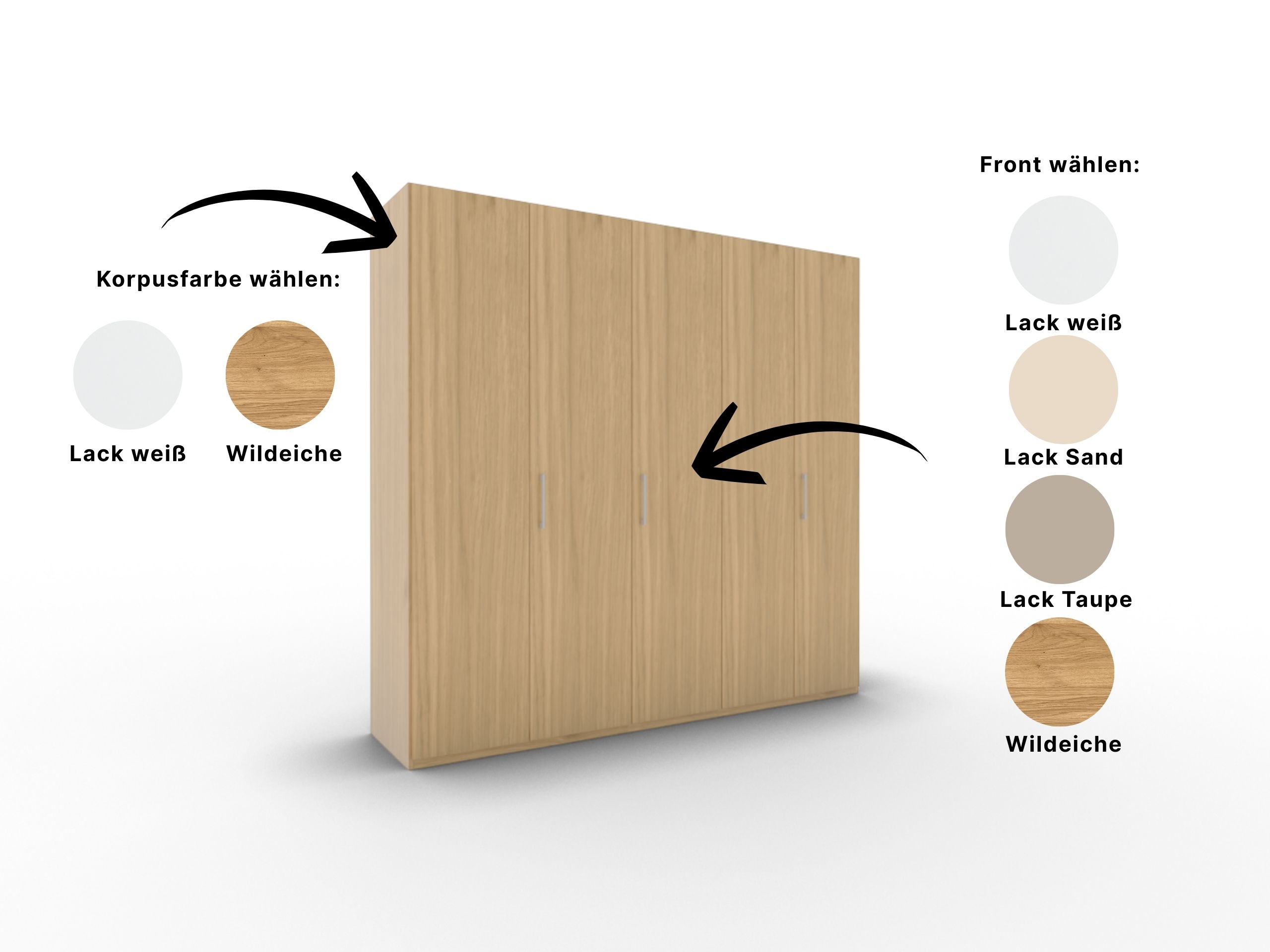 Disselkamp Comfort V Kleiderschrank Schrankfront 2 PG2_Wildeiche Korpus und Front waehlbar_5T