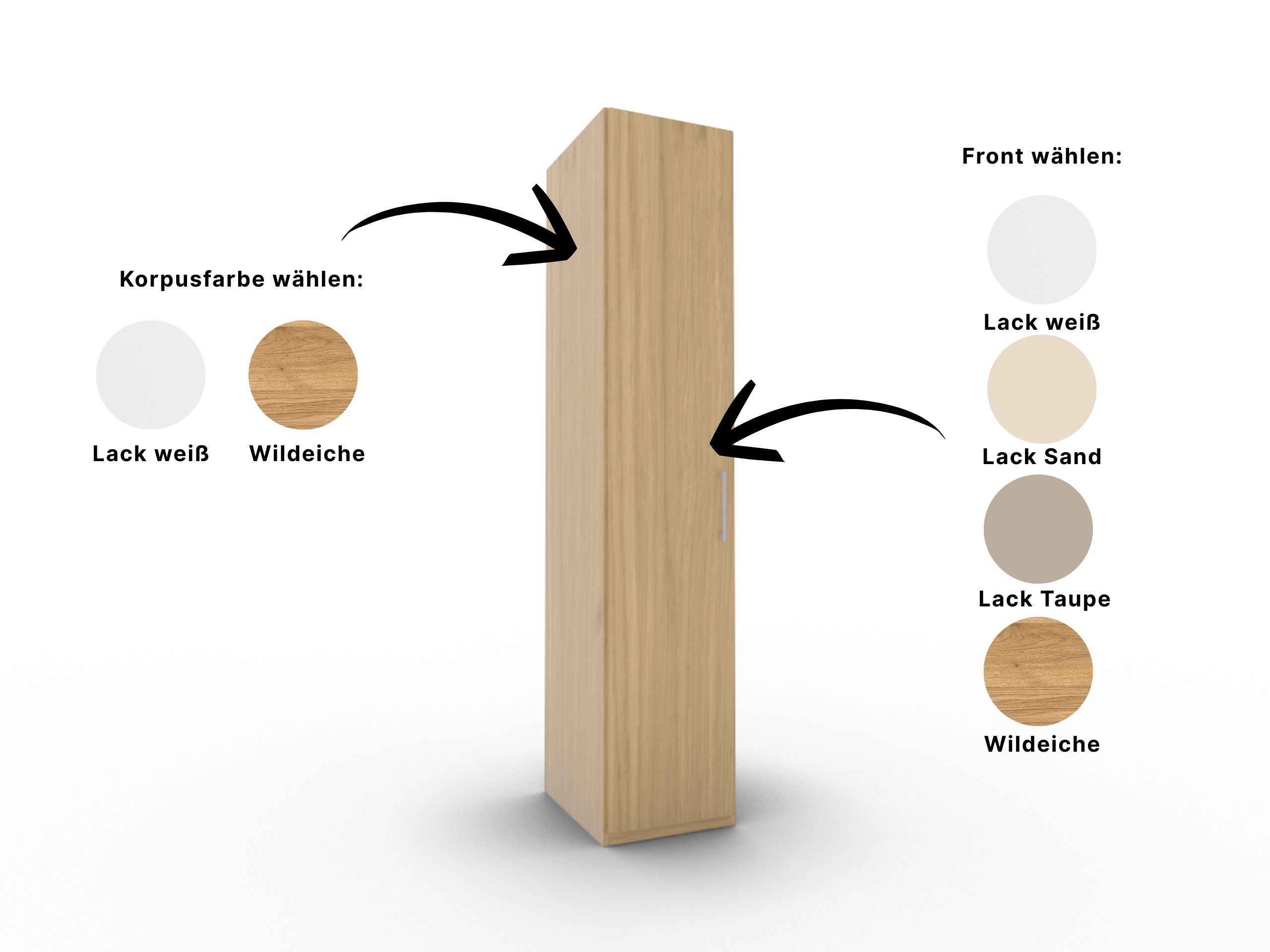 Disselkamp Comfort V Kleiderschrank Schrankfront 2 PG2_Wildeiche Korpus und Front waehlbar_1T