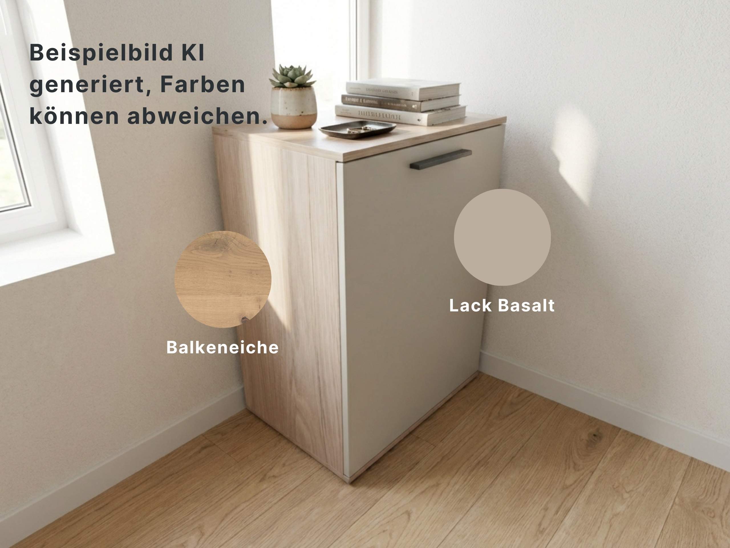 Disselkamp Cuneo Tuerenkommode 1-tuerig O-Linie_Lack Taupe_KI generiertes Bild