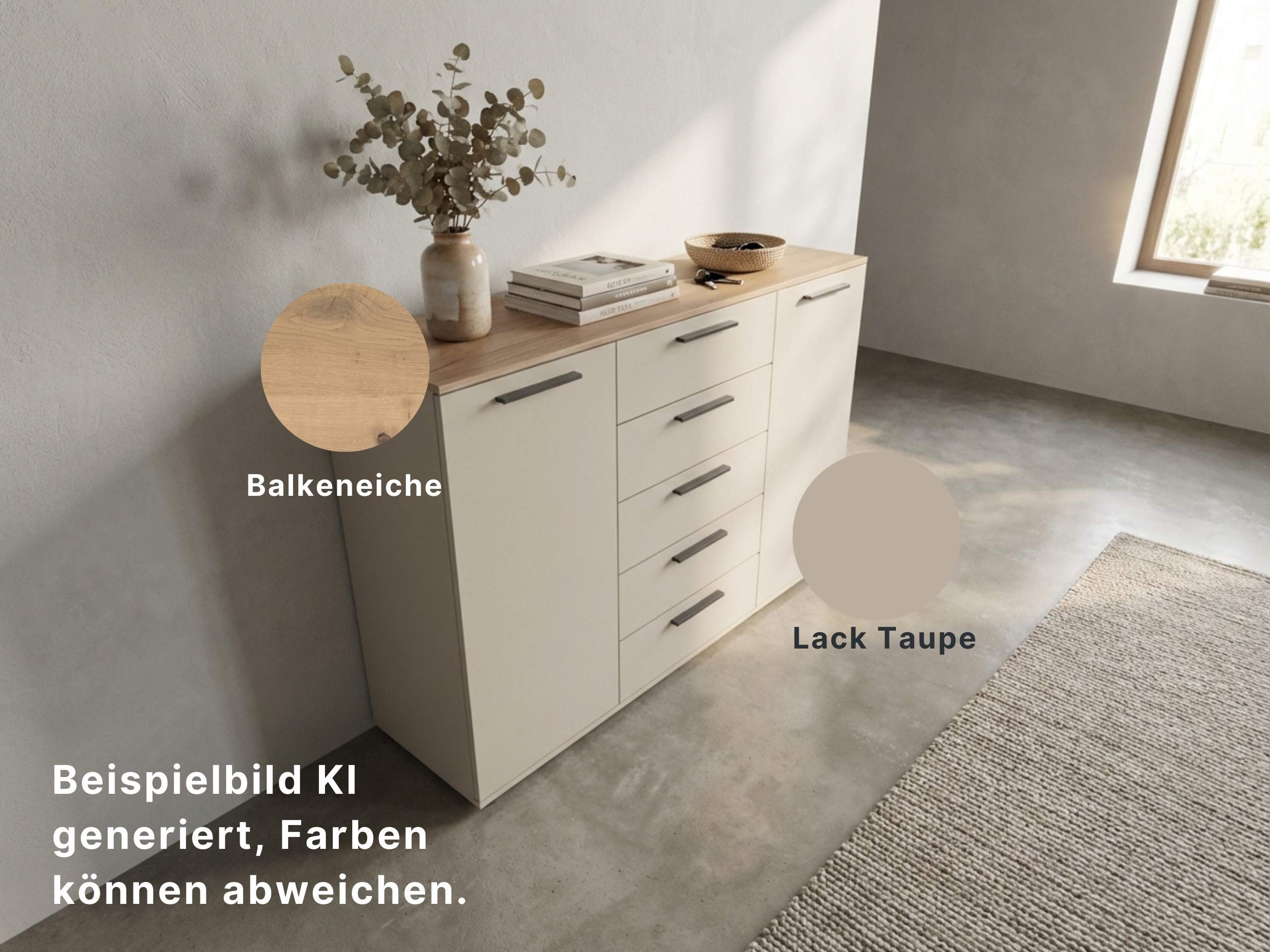 Disselkamp Cuneo Superkombikommode U-Linie_Lack Basalt_KI generiertes Bild (2)