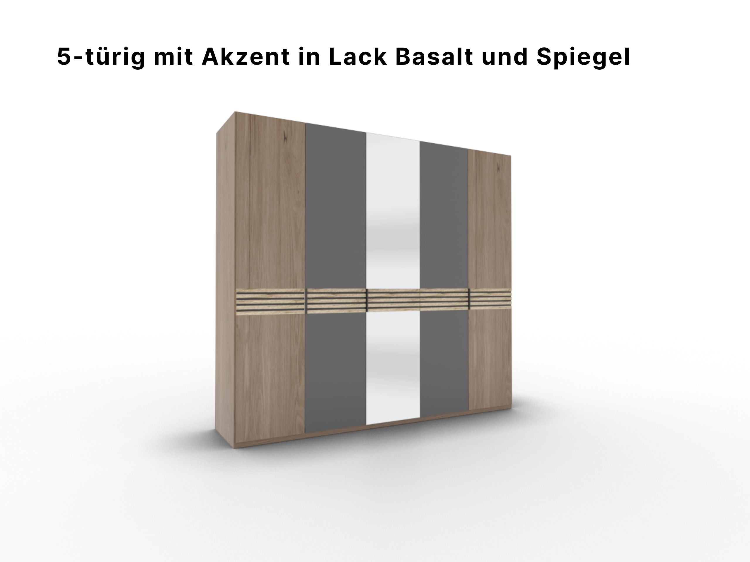 Disselkamp Cabrillo Schrankftont 2 5-tuerer Lack Basalt und Spiegel