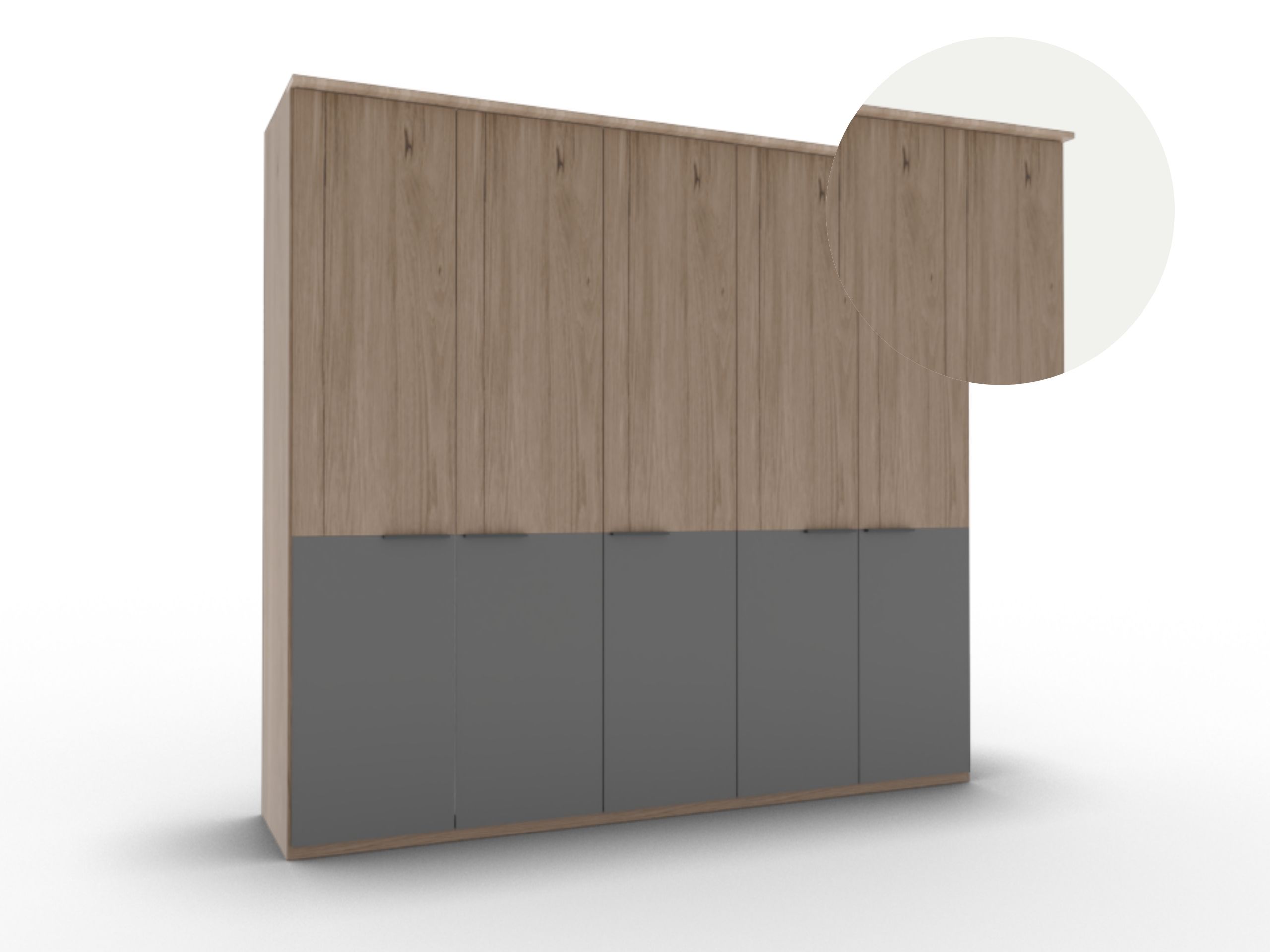 Disselkamp Cuneo Kleiderschrank mit Kranzleiste Lack Basalt Cover