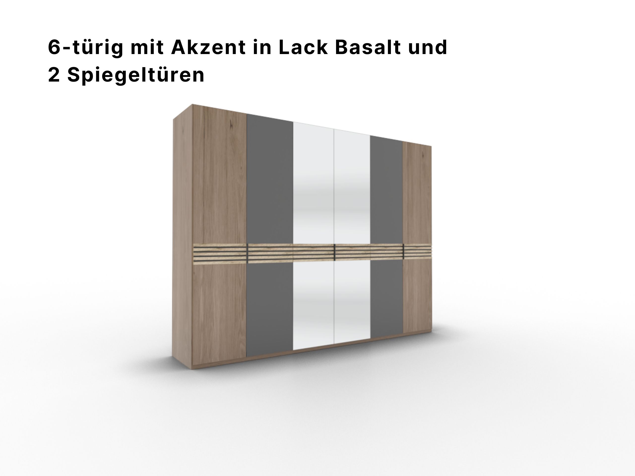 Disselkamp Cabrillo Schrankftont 2 6-tuerer Lack Basalt und Spiegel