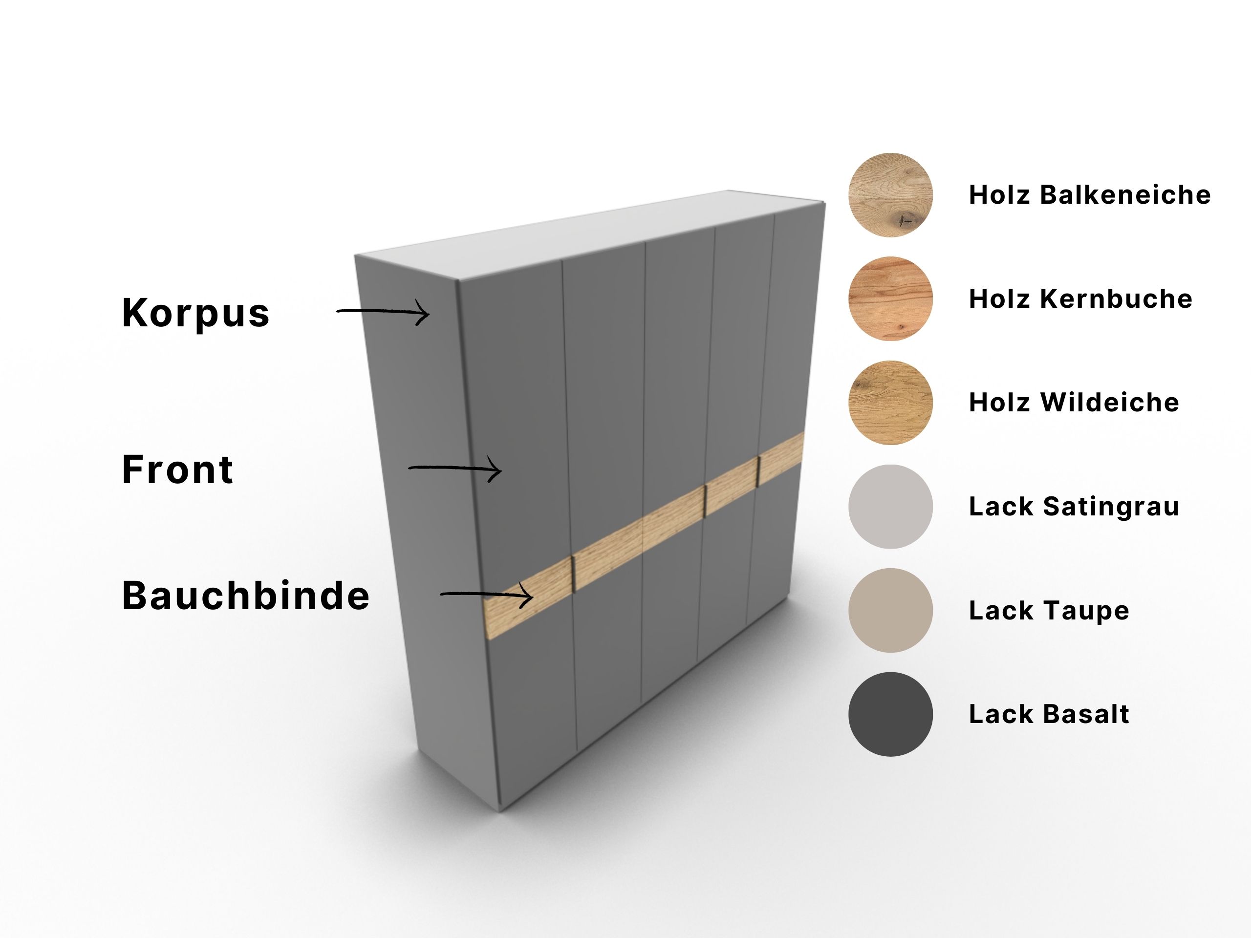 Disselkamp CD Studioline Kleiderschrank BB 5-türig Korpus Basalt Bauchbinde Wildeiche 2