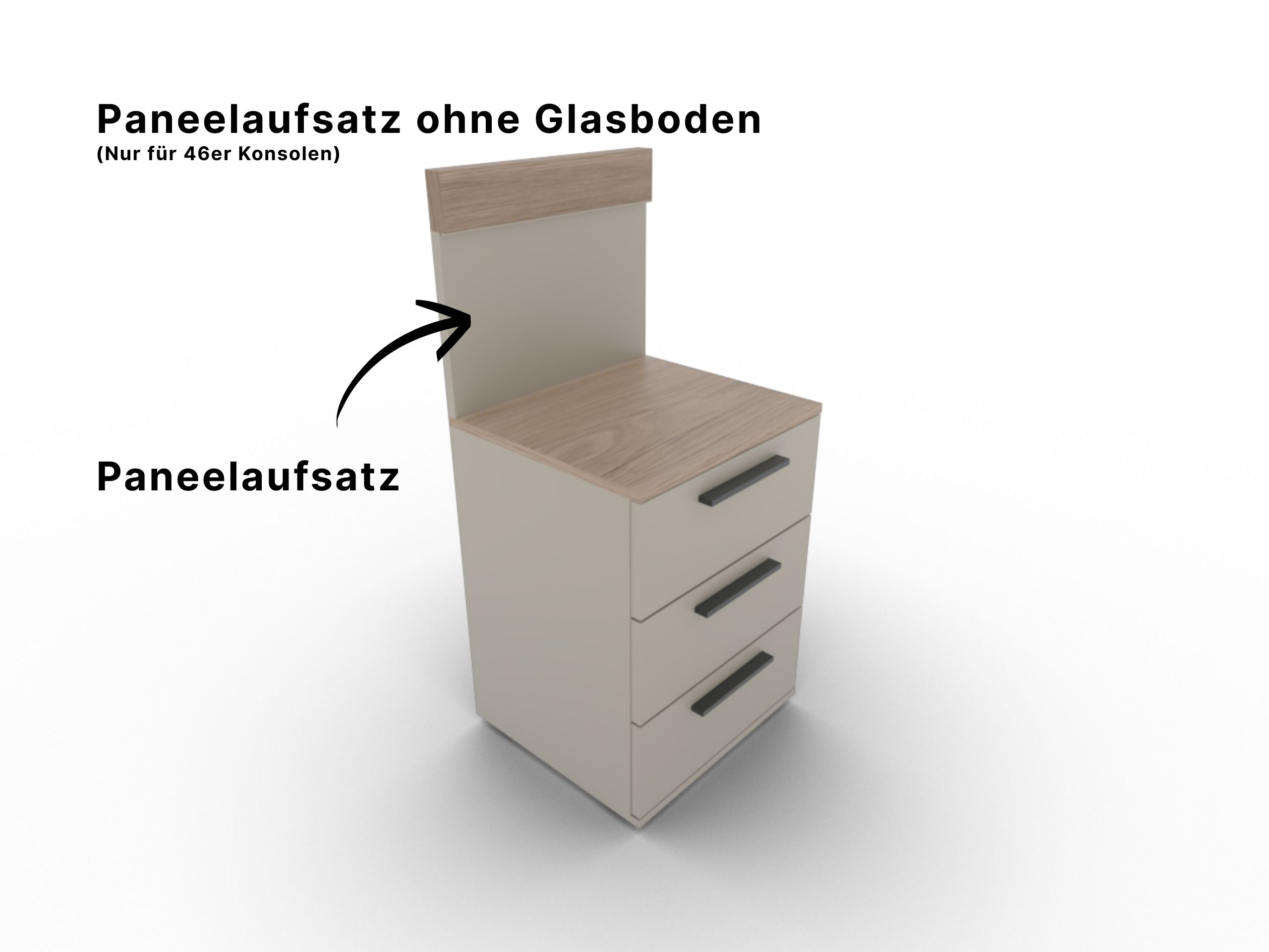 Disselkamp Cuneo Konsole 3 Schubkaesten_Panelaufsatz 46er_Lack Taupe U-Linie