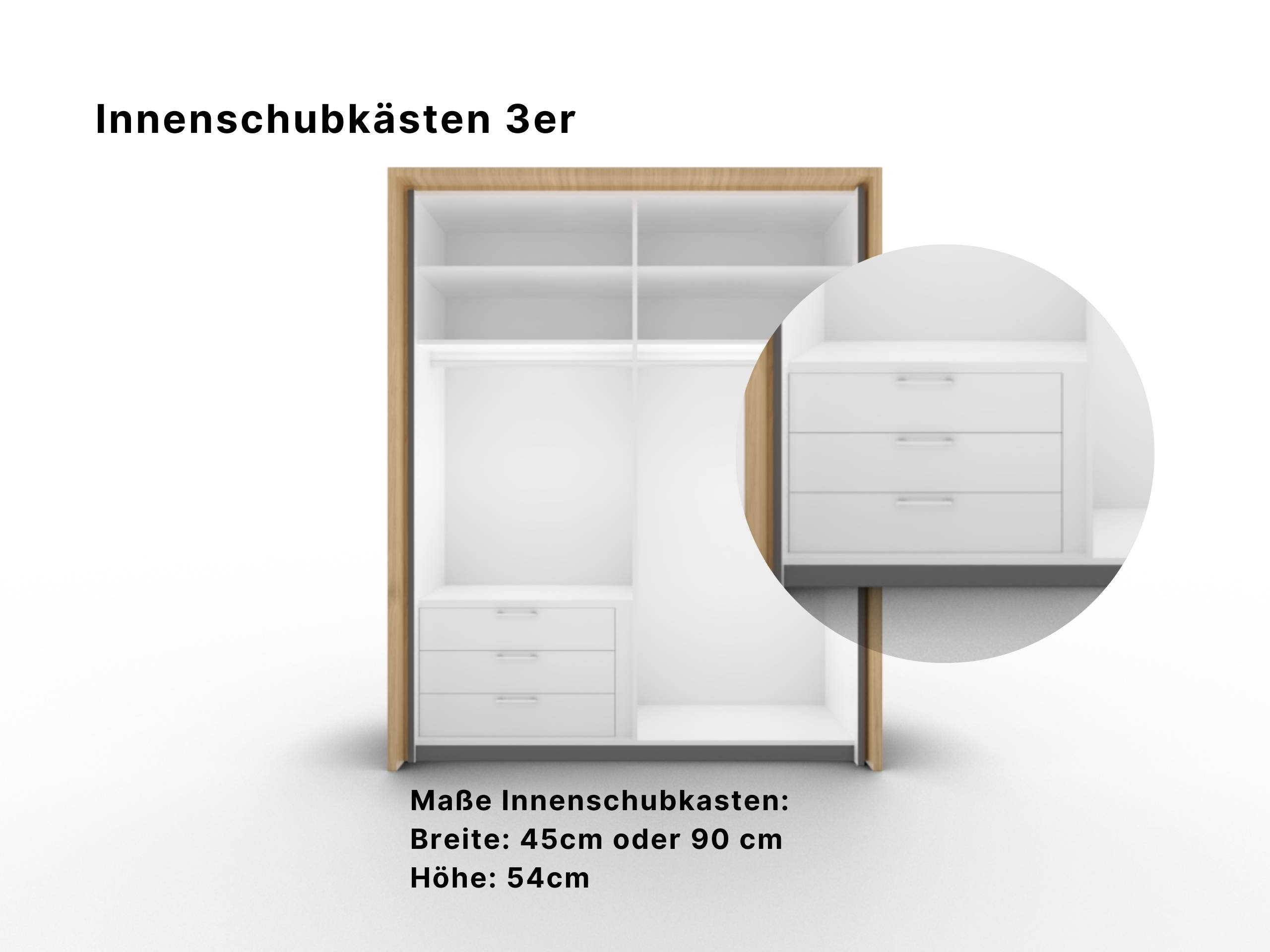 Disselkamp 3er Innenschubkasten für Kleiderschrank CD Studioline