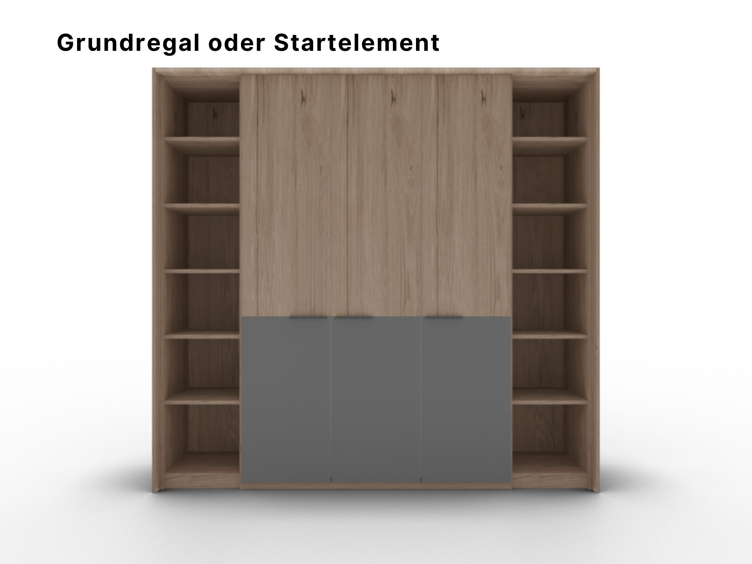 Disselkamp Cuneo Kleiderschrank Grundregal als Startelement 45 cm_Beispielbild seitlich rechts Links 3tueriger Kleiderschrank