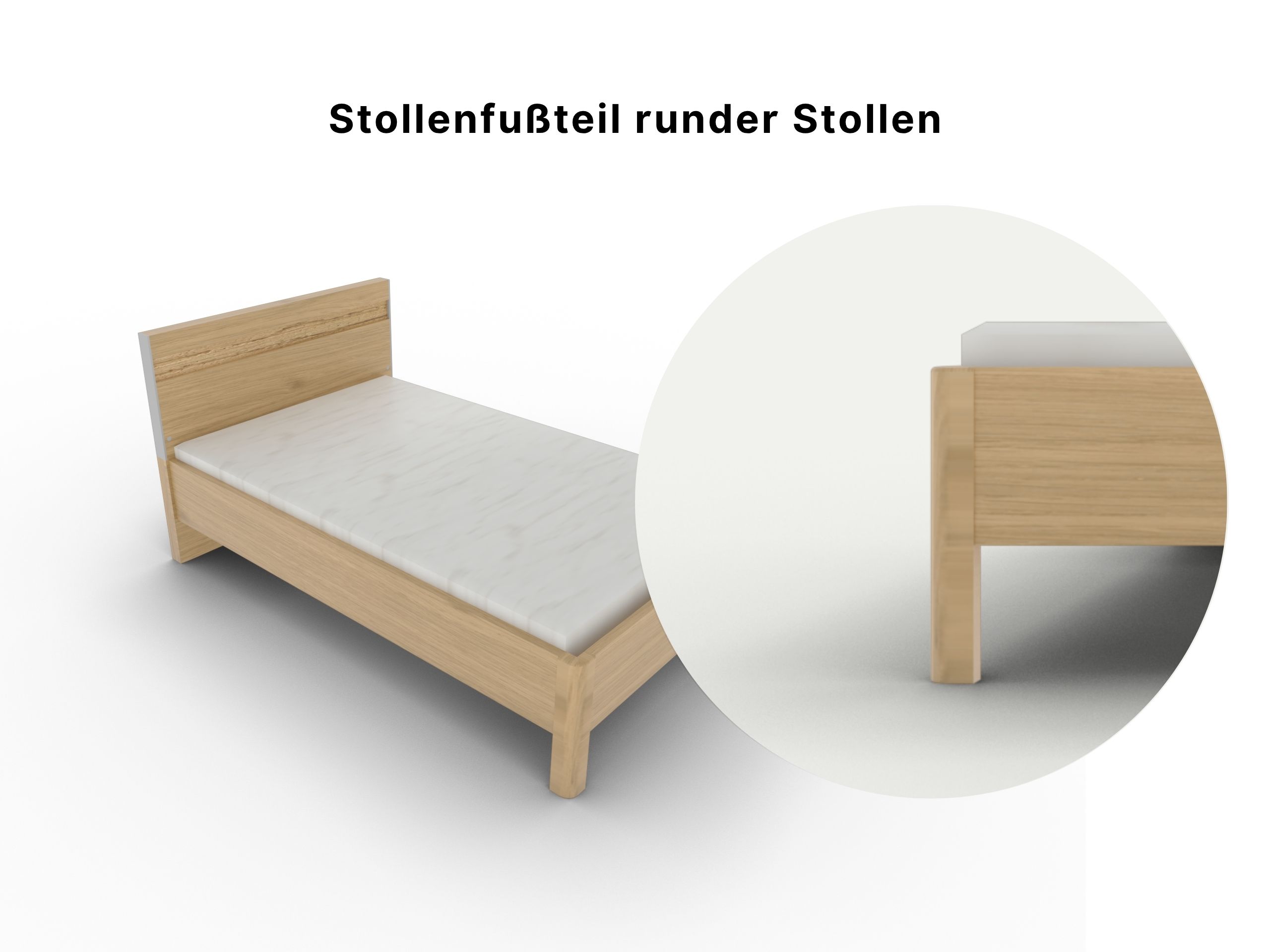 Produktbild Disselkamp Einzelbett Fußteil_Stollenfußteil rund