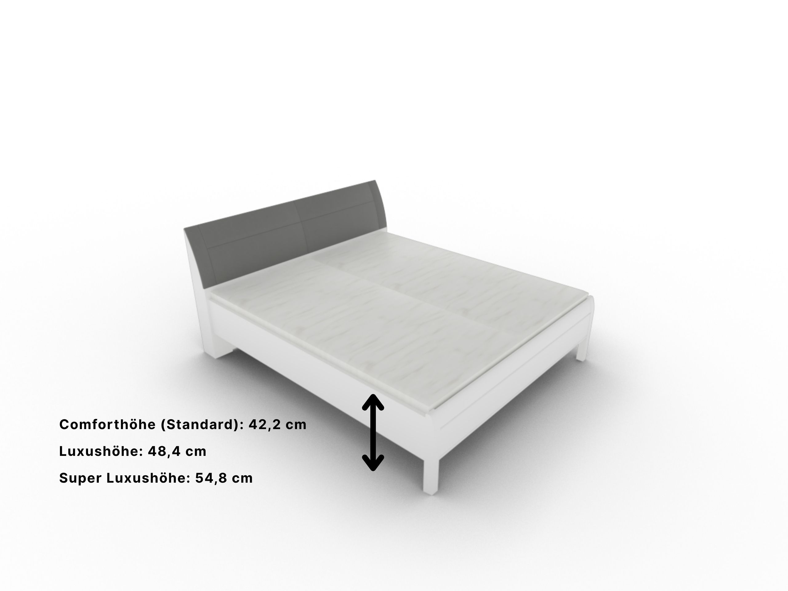 Disselkamp Doppelbett KT Polster Bogen_Lack Weiss_Bettseitenhoehe