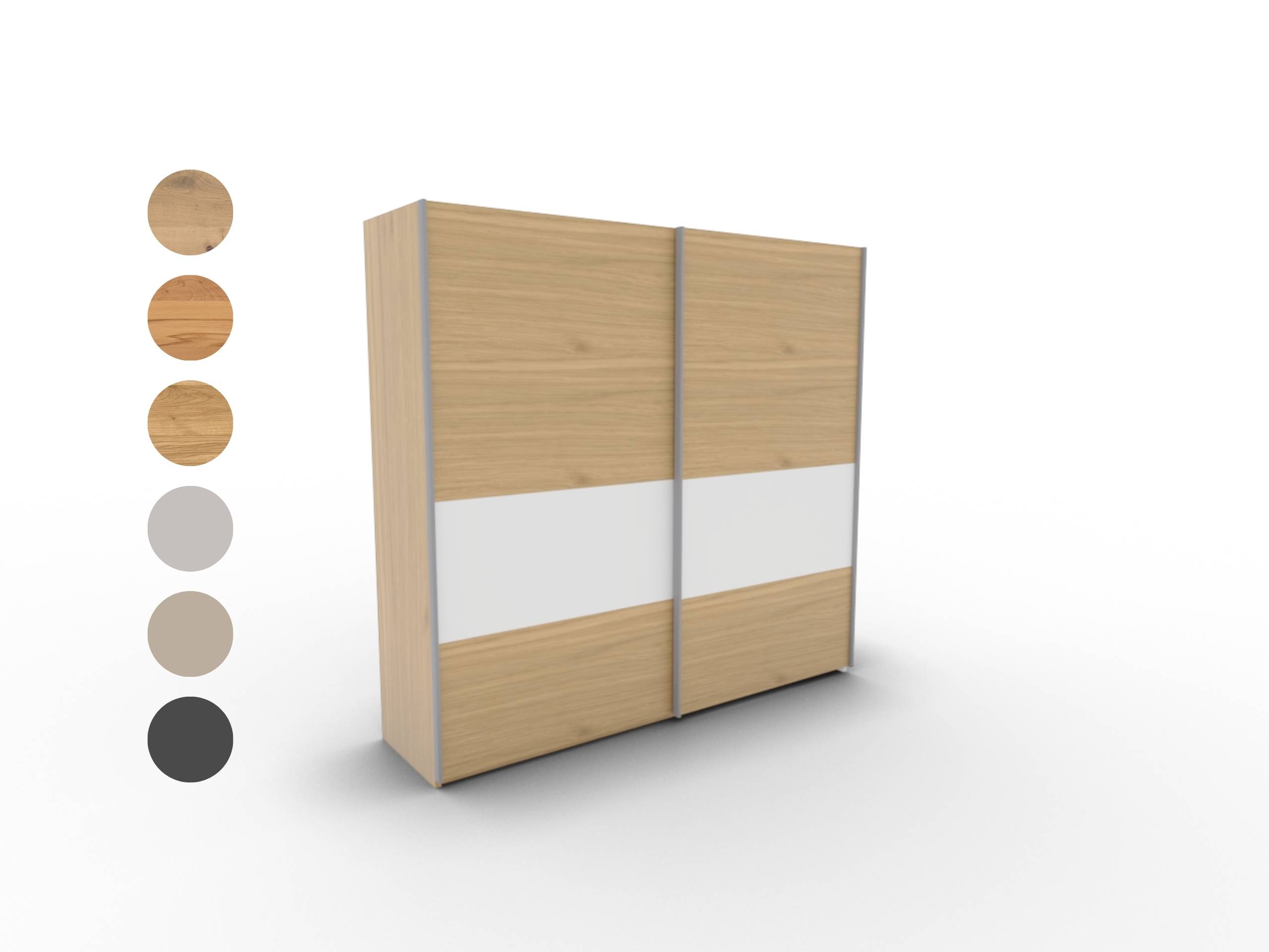 Disselkamp CD Studioline Schwebetuerenschrank Design 4 Korpus und Front in Wildeiche mit Einsatz in Lack weiss PG2 Cover