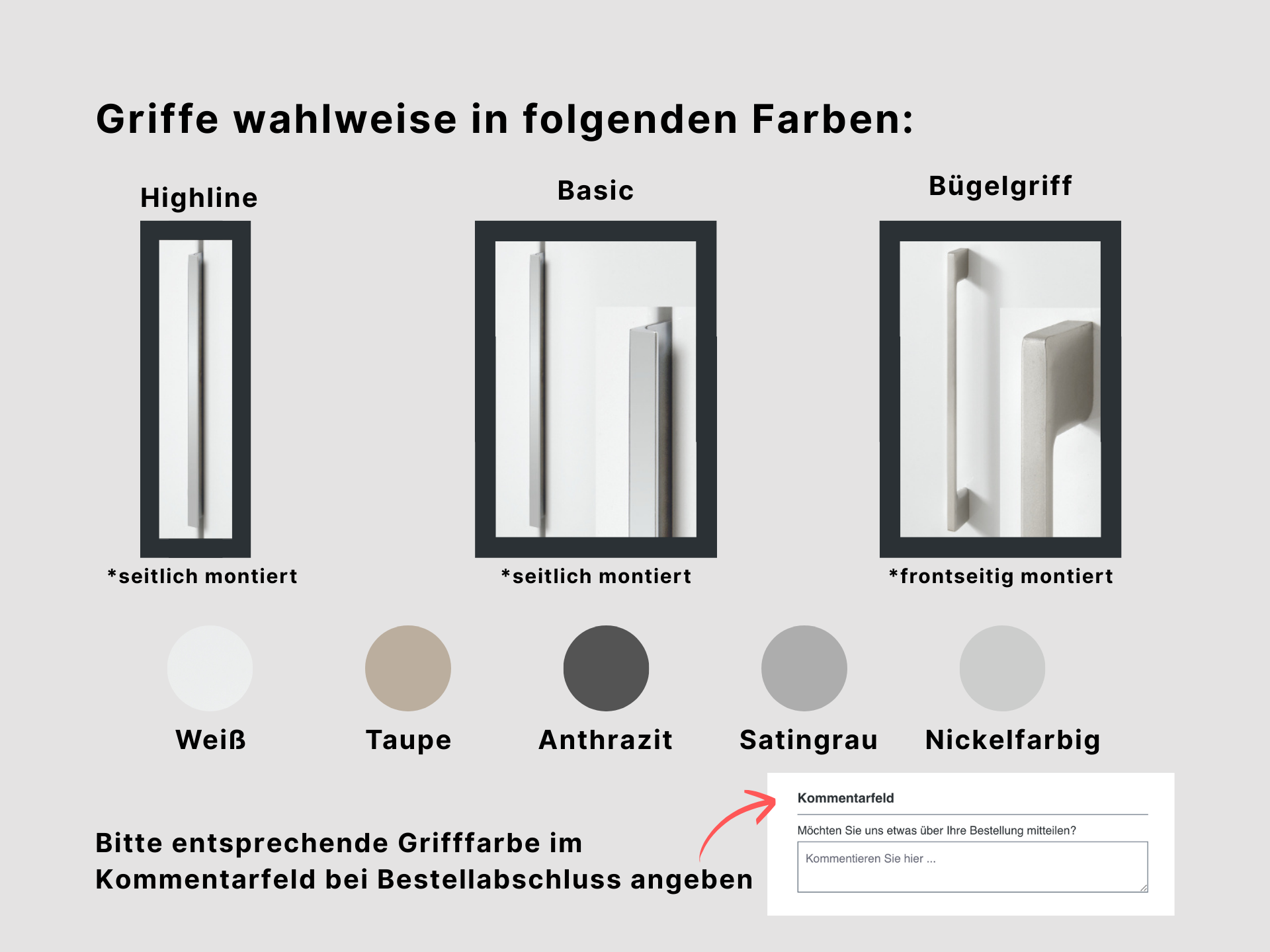 Disselkamp Griffauswahl Kleiderschränke CD Studioline