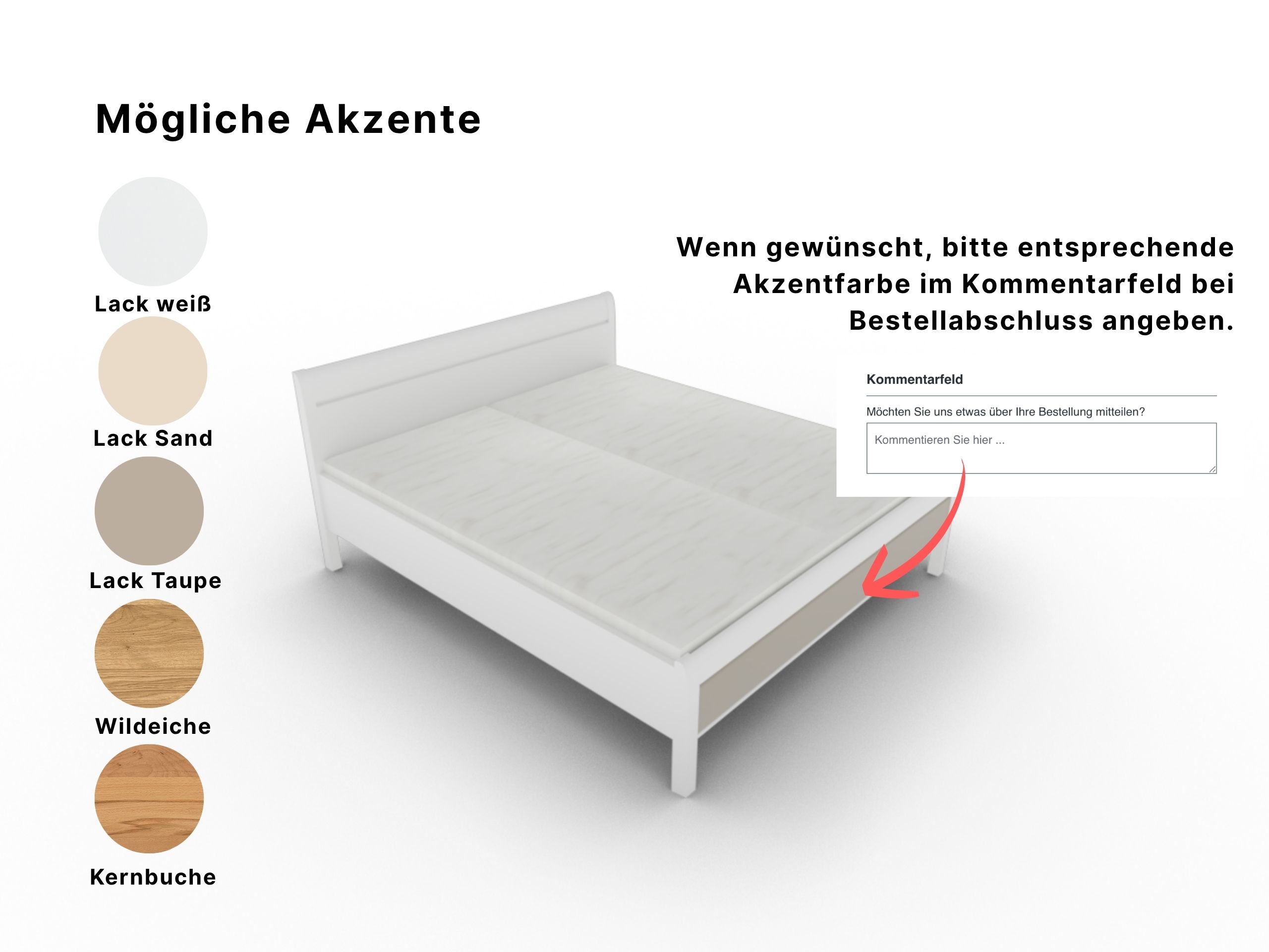 Disselkamp Doppelbett KT Stollen_Lack Weiss_Akzente