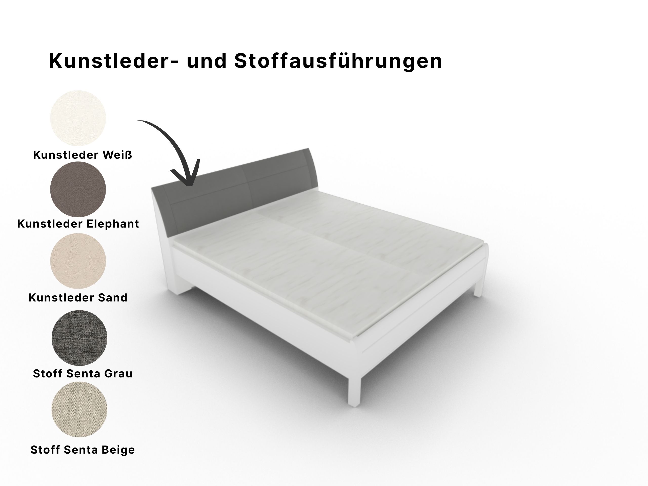 Disselkamp Doppelbett KT Polster Bogen_Lack Weiss_Polsterausfuehrung