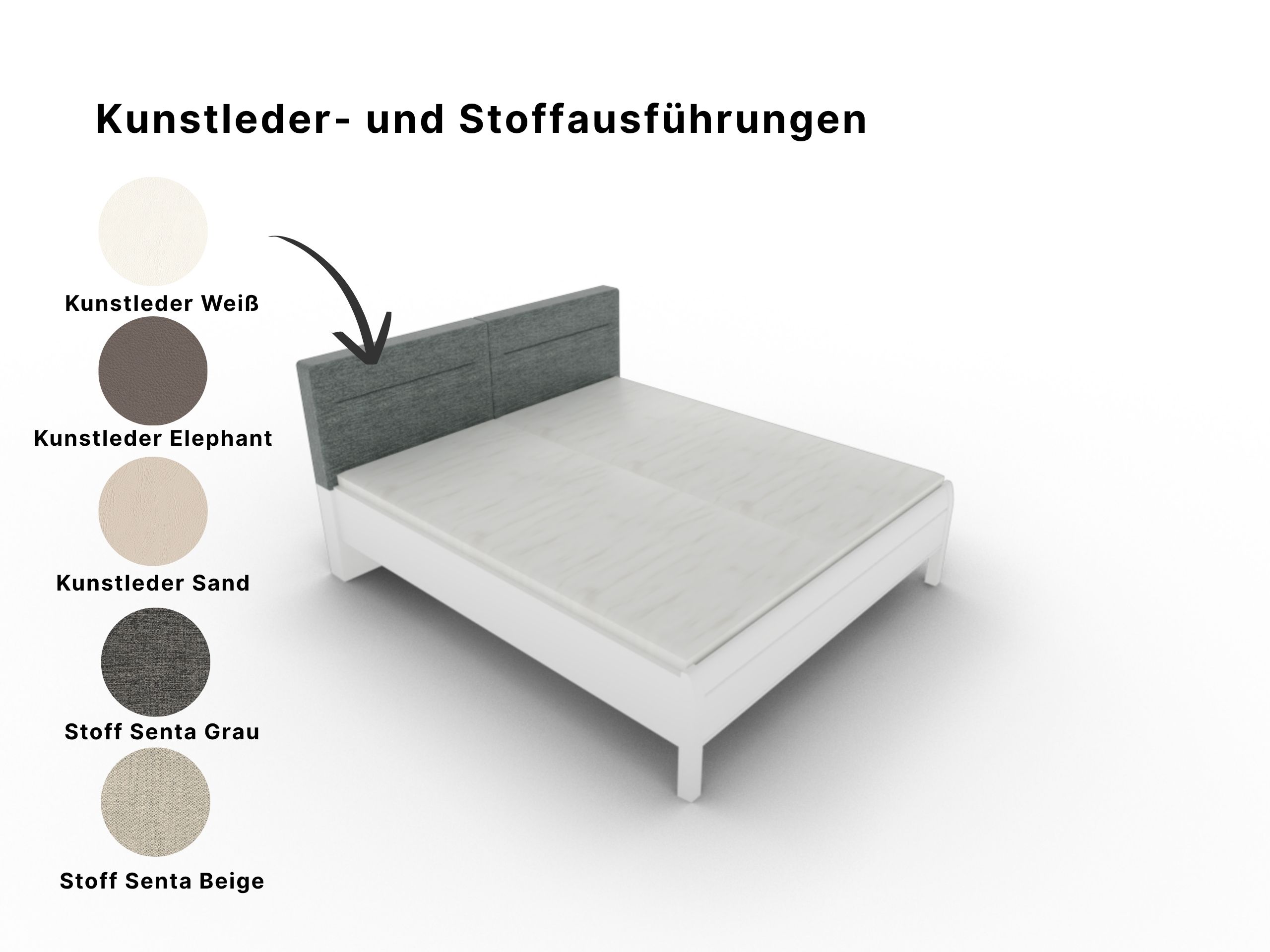 Disselkamp Doppelbett KT Polster Linero_Lack Weiss_Polsterausfuehrung