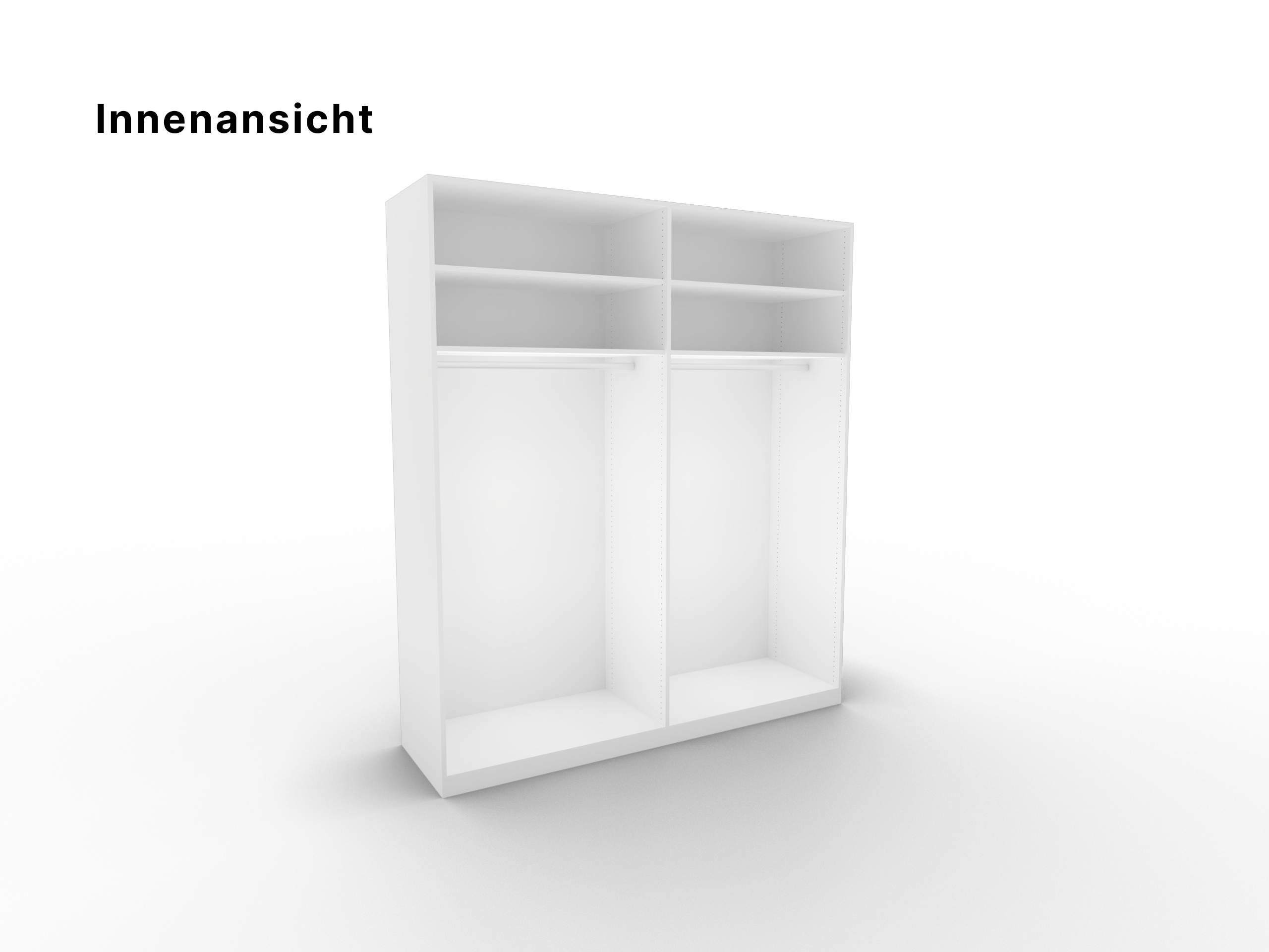 Disselkamp CD Studioline Kleiderschrank 4-trig Lack weiss Innenansicht