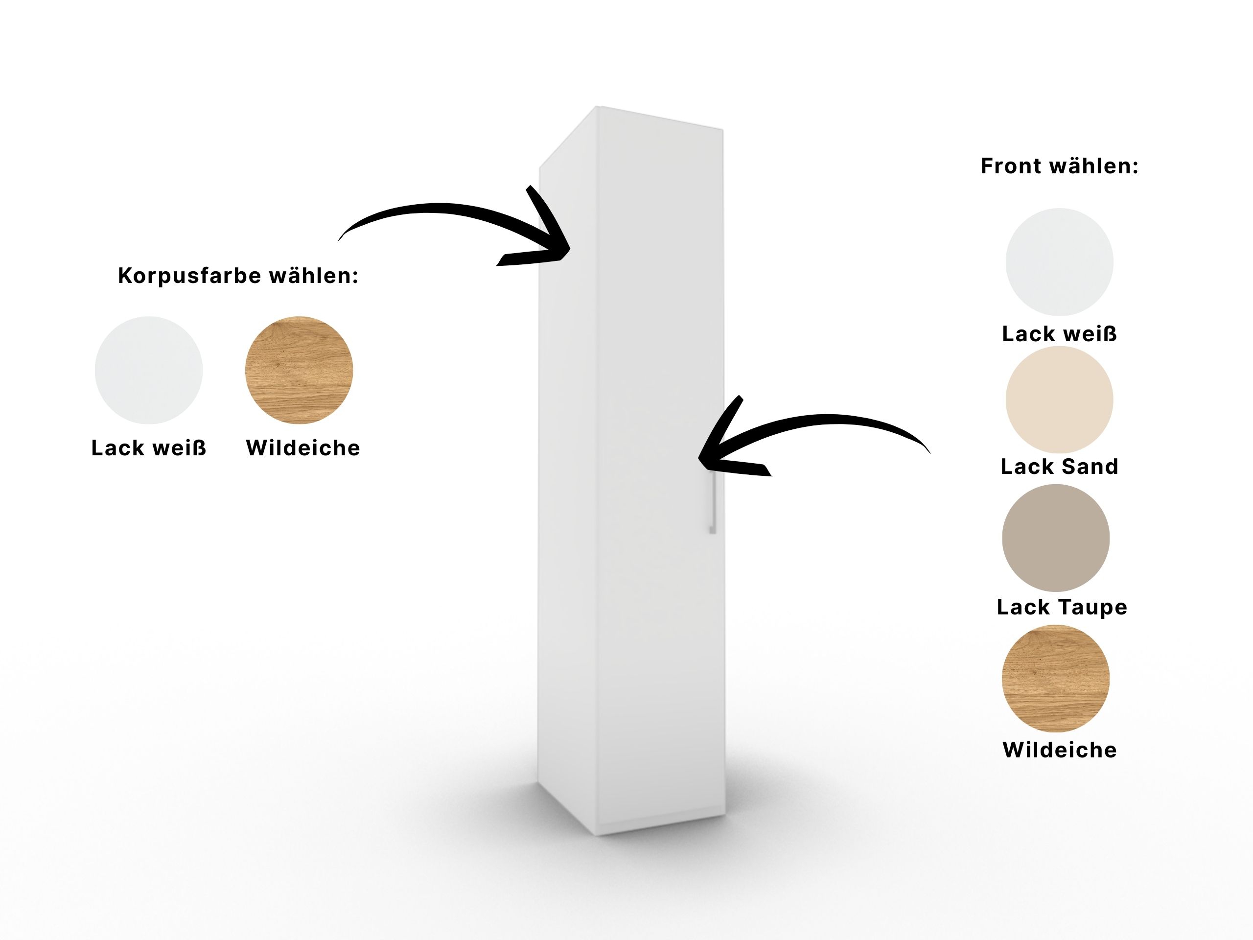 Disselkamp Comfort V Kleiderschrank Schrankfront 2 PG2_Lack weiss Korpus und Front waehlbar_1T