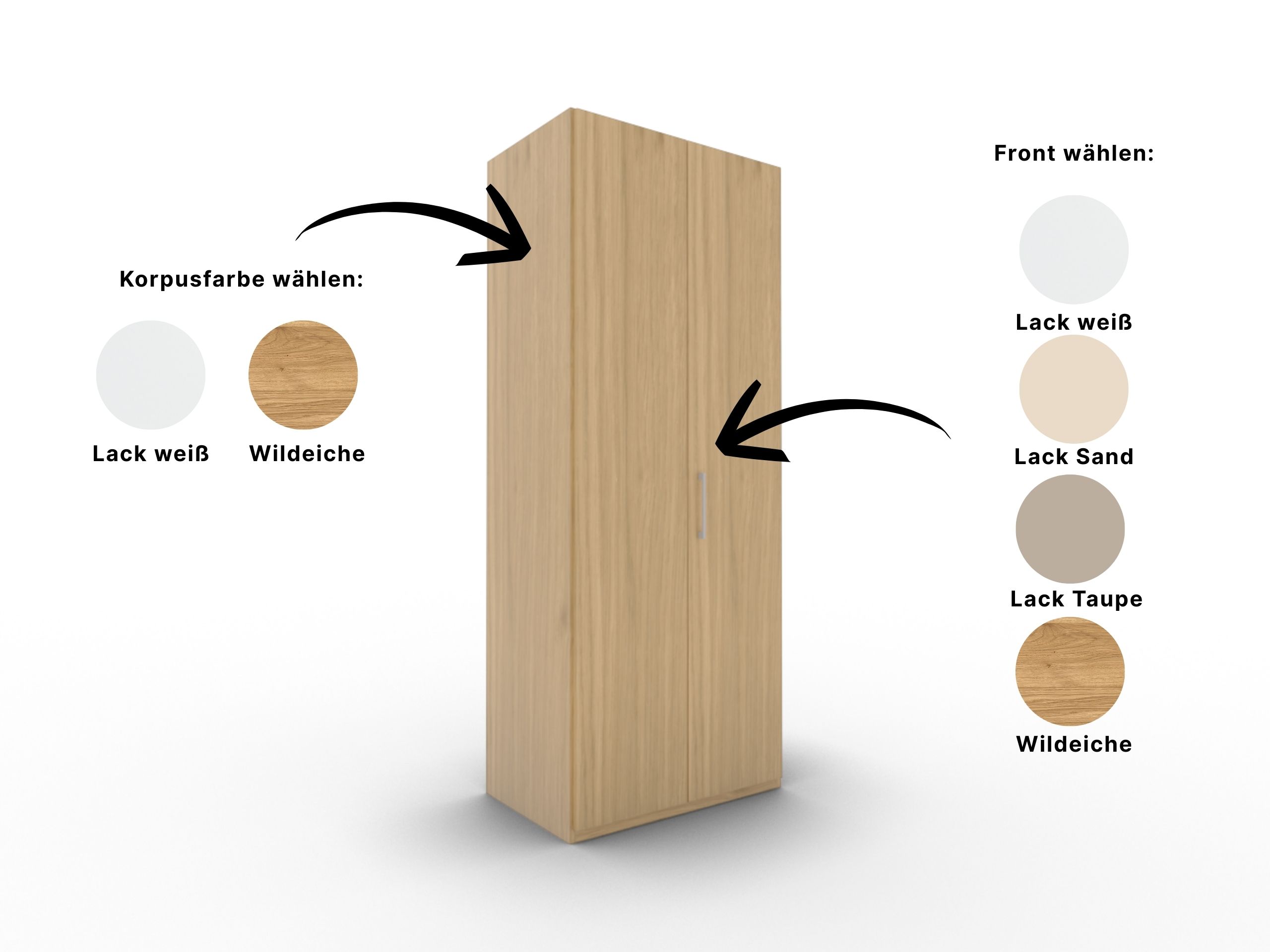 Disselkamp Comfort V Kleiderschrank Schrankfront 2 PG2_Wildeiche Korpus und Front waehlbar_2T