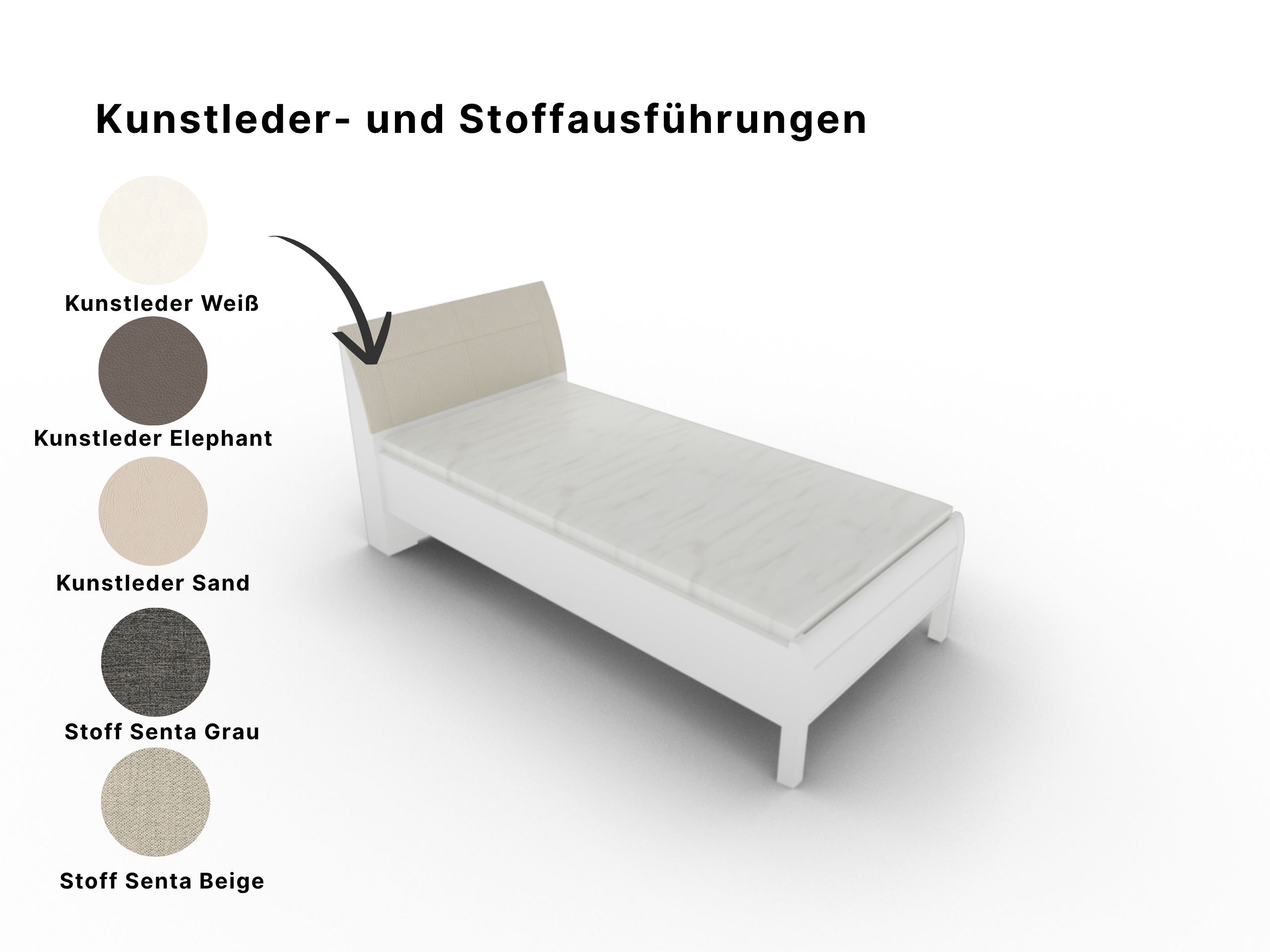 Disselkamp Comfort V Einzelbett KT Polster Bogen_Lack Weiss_Polsteruebersicht