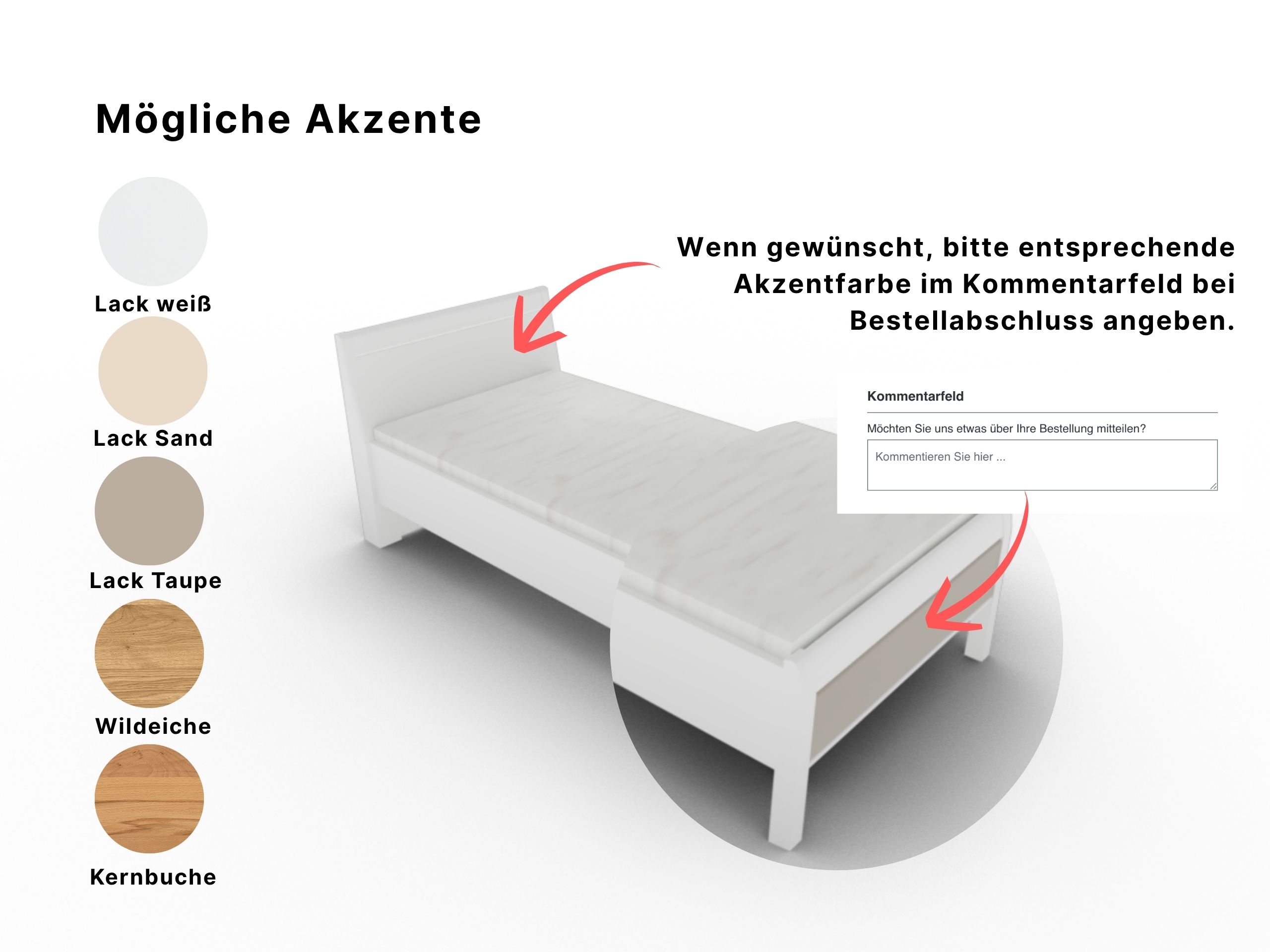 Disselkamp Comfort V Einzelbett KT Rahmen_Lack weiss_Akzente